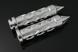 Chrome Diamond Cut Grips with Grooved Spike Bar Ends Universal Fitment