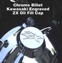 Bling Bling Chrome Kawasaki ZX Engraved Oil Filler Cap