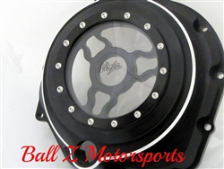 ZX-14 ZX14R Black/Silver Ring Ninja Logo Wicked See Through Clear Clutch Cover