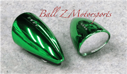 Custom Green Chrome ST Machine Pig Spotter 2 Mirrors with Amber LED Turn Signals